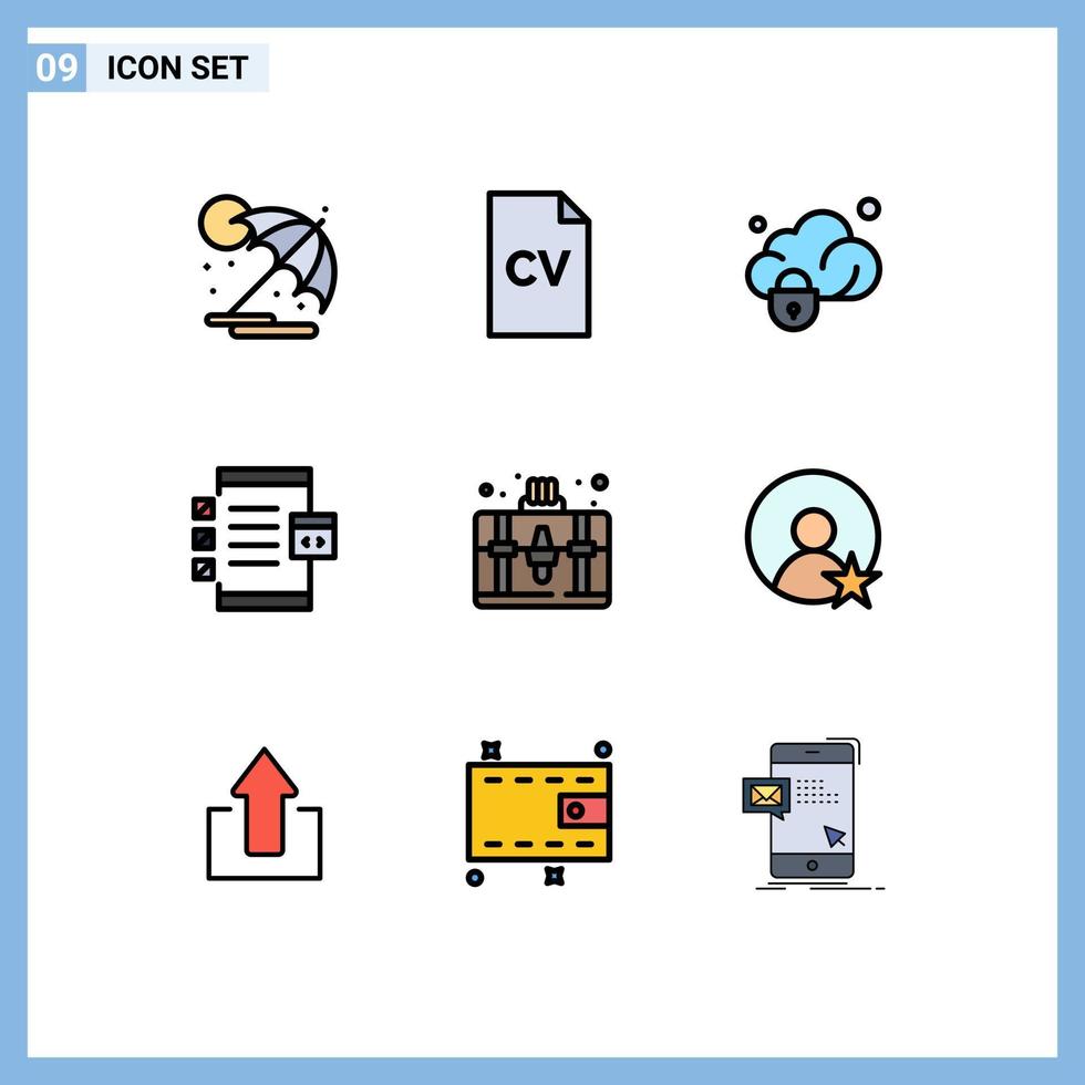 9 Creative Icons Modern Signs and Symbols of handbag development data develop app Editable Vector Design Elements