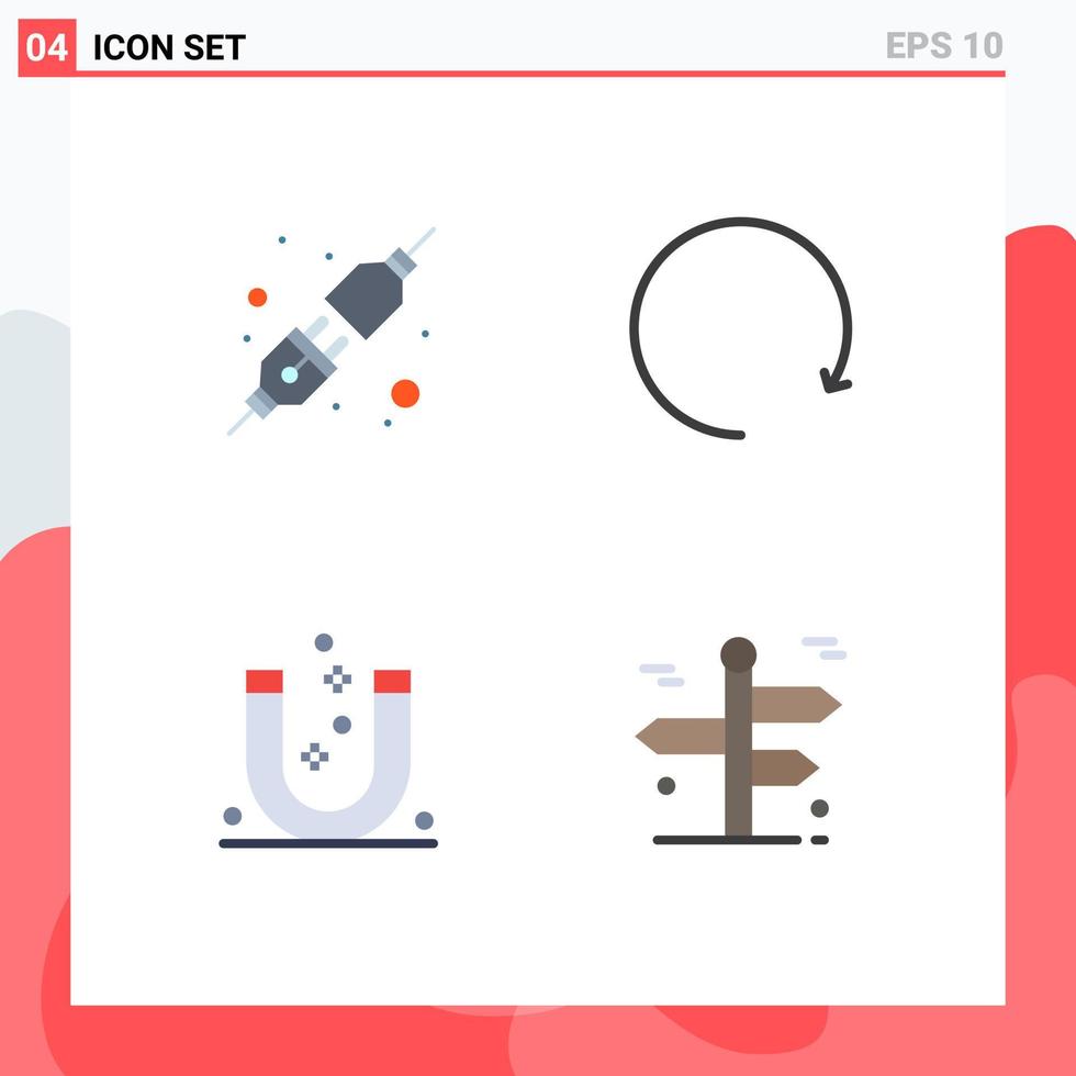 4 Creative Icons Modern Signs and Symbols of connect magnetic arrow attract navigation Editable Vector Design Elements