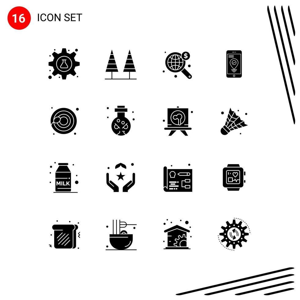 16 Universal Solid Glyph Signs Symbols of smartphone location park navigation wide Editable Vector Design Elements