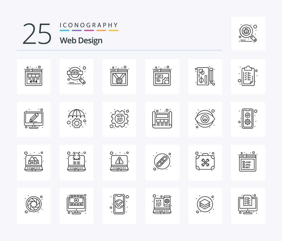 Web Design 25 Line icon pack including graphic. layout. badge. web. design vector