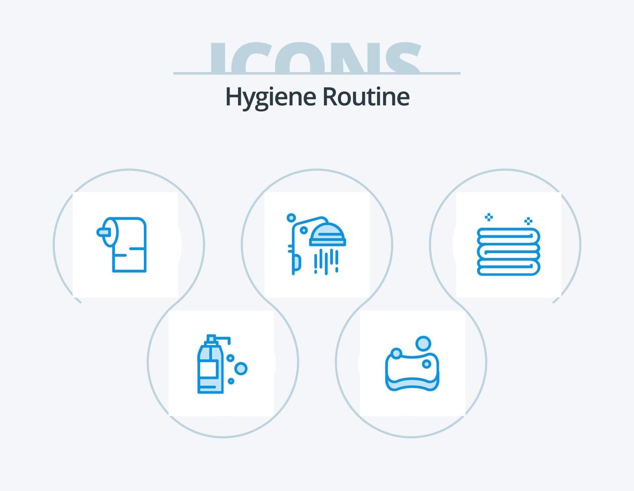 Hygiene Routine Blue Icon Pack 5 Icon Design. . . tissue. towel. clean vector