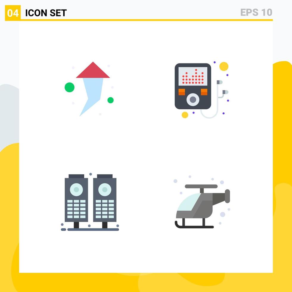 Editable Vector Line Pack of 4 Simple Flat Icons of arrow fast device sound help Editable Vector Design Elements