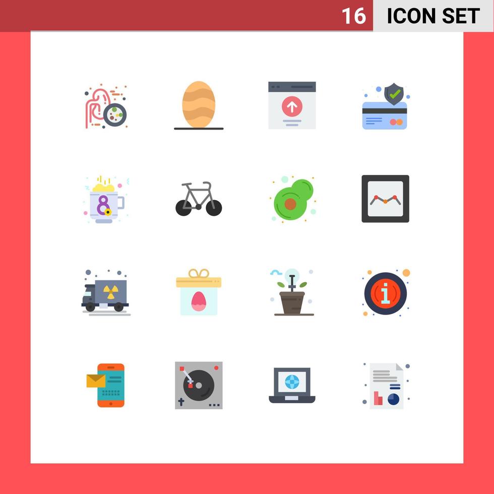 16 Thematic Vector Flat Colors and Editable Symbols of hot coffee interface card atm card Editable Pack of Creative Vector Design Elements