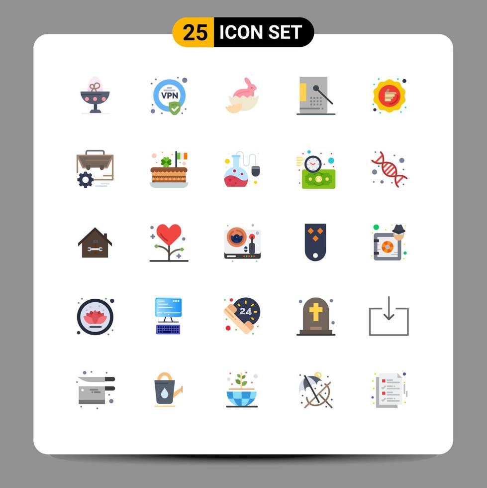 Universal Icon Symbols Group of 25 Modern Flat Colors of discount development robbit design bucket Editable Vector Design Elements