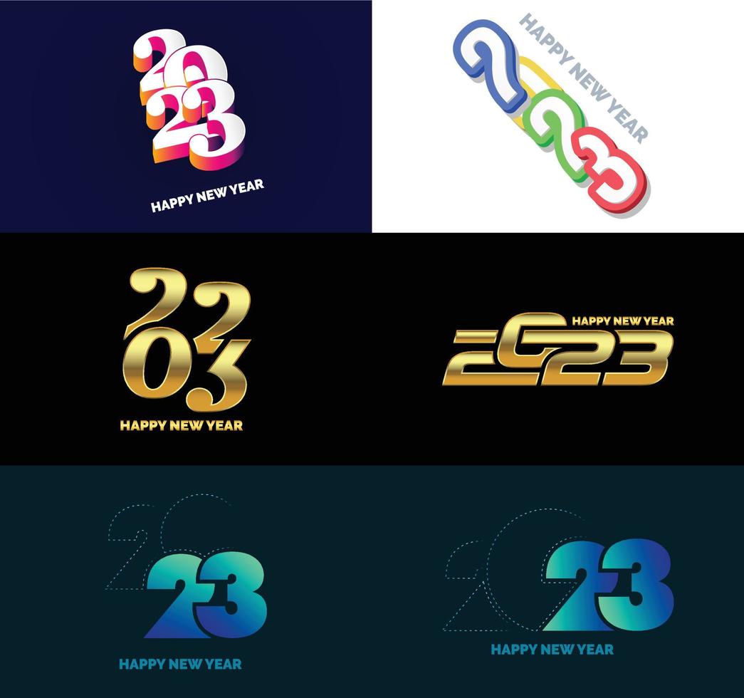 Big Set of 2023 Happy New Year logo text design 2023 number design template vector