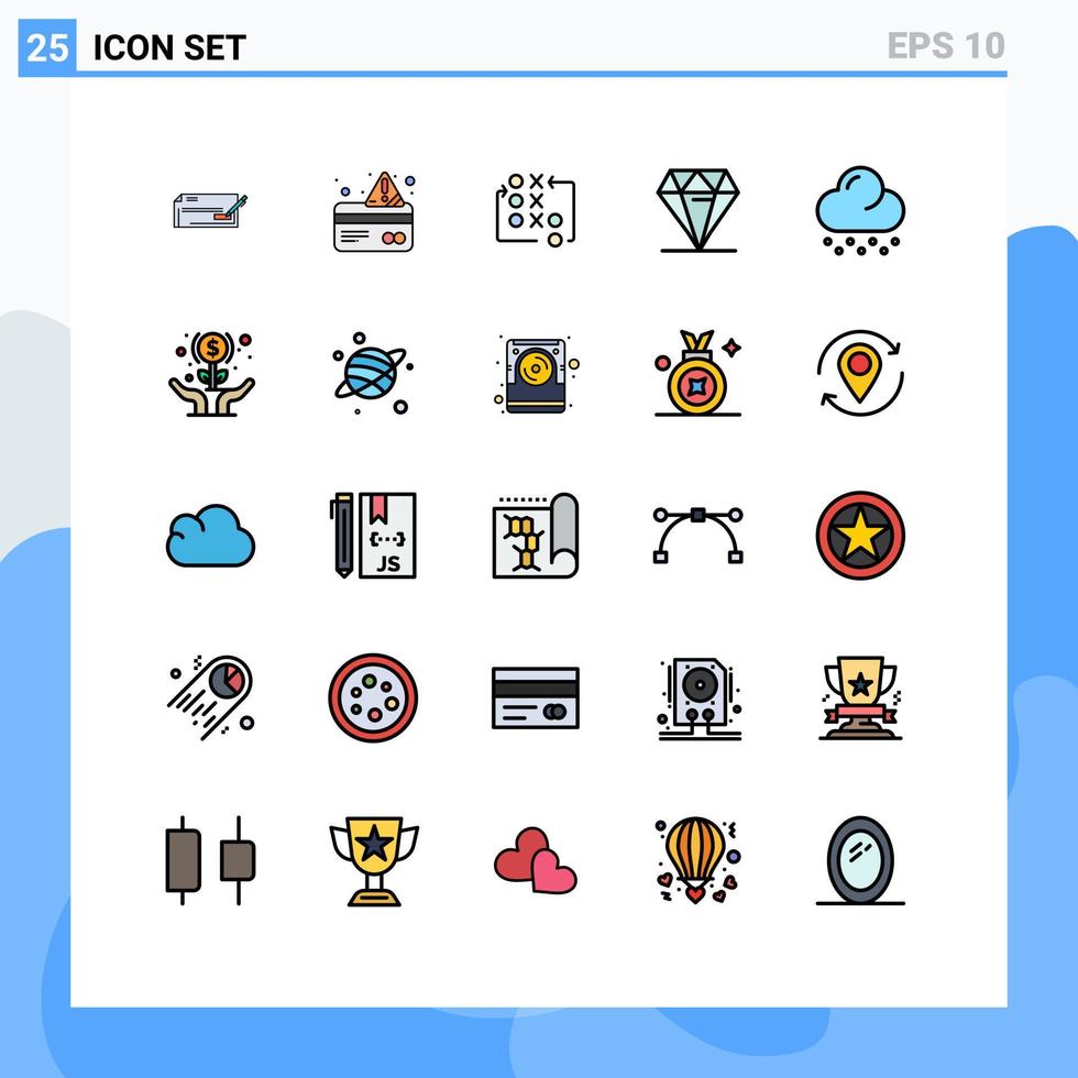 paquete de iconos de vectores de stock de 25 signos y símbolos de línea para elementos de diseño de vectores editables de estrategia táctica de crédito de diamantes ricos