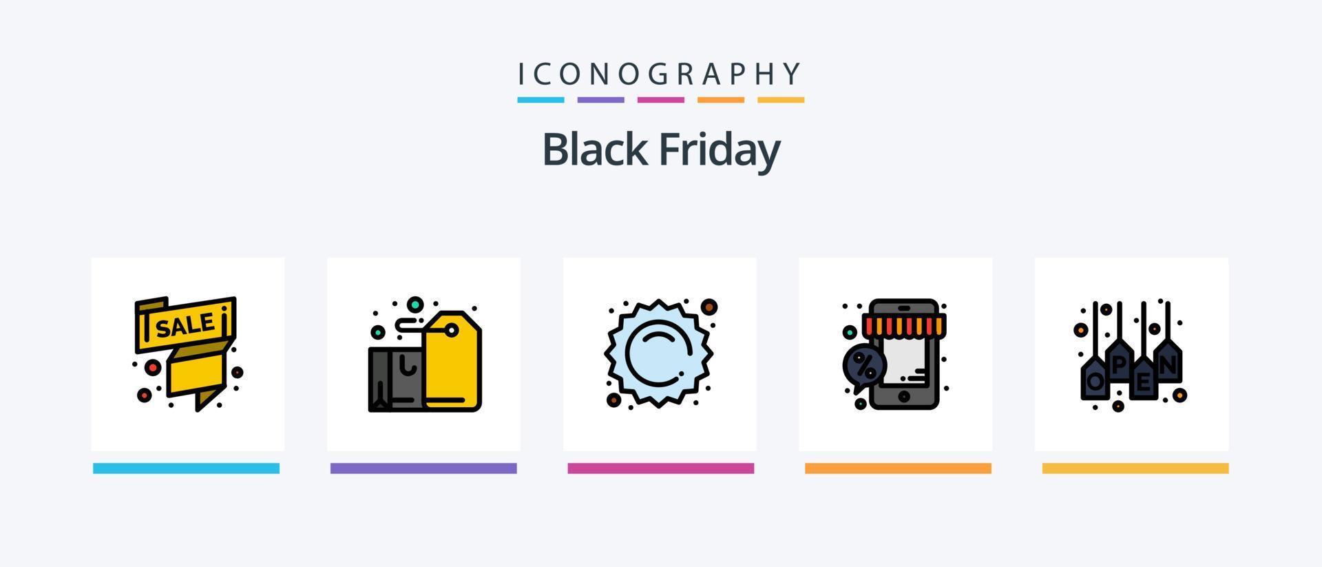 paquete de 5 iconos llenos de línea de viernes negro que incluye lupa. descuento. Moda. estación. venta. diseño de iconos creativos vector