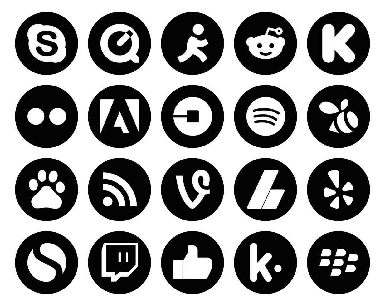 20 Social Media Icon Pack Including ads vine uber rss swarm vector