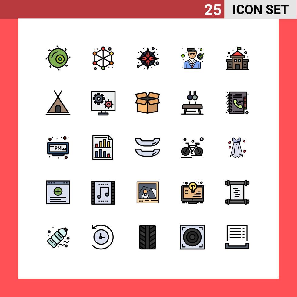 Stock Vector Icon Pack of 25 Line Signs and Symbols for education lawyer gps law judge Editable Vector Design Elements