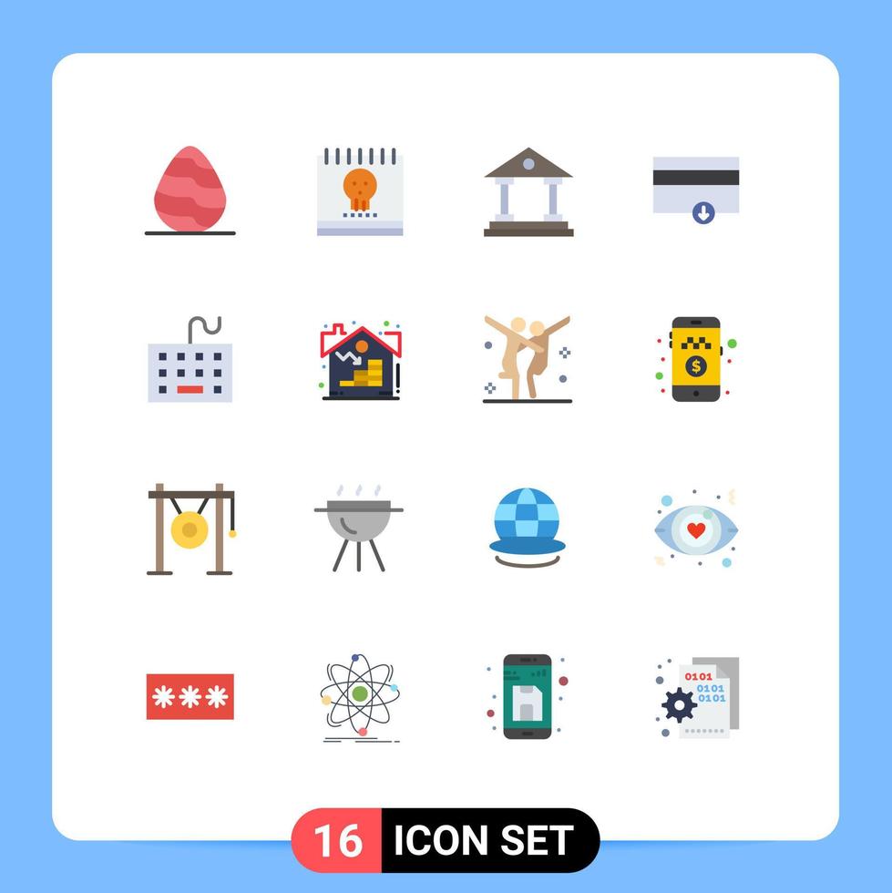 Pictogram Set of 16 Simple Flat Colors of devices payment holidays money finance Editable Pack of Creative Vector Design Elements