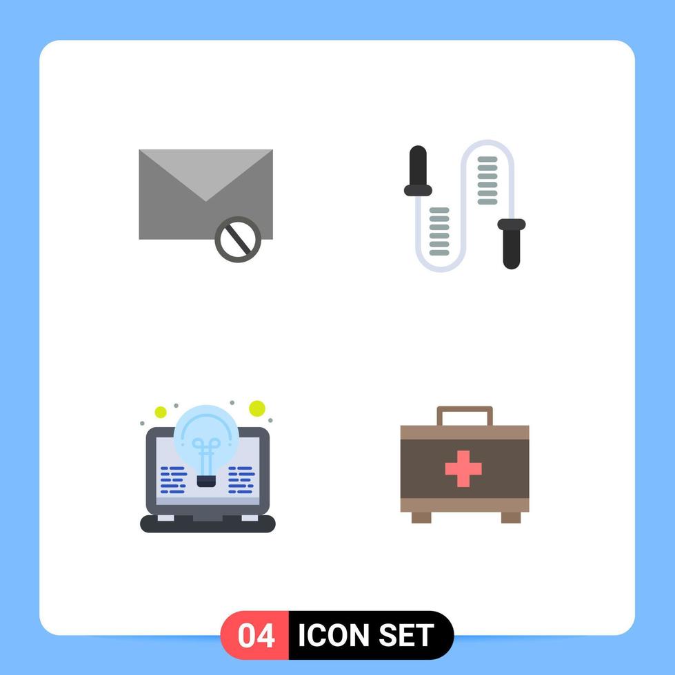 Modern Set of 4 Flat Icons and symbols such as envelope sport sms rope coding Editable Vector Design Elements