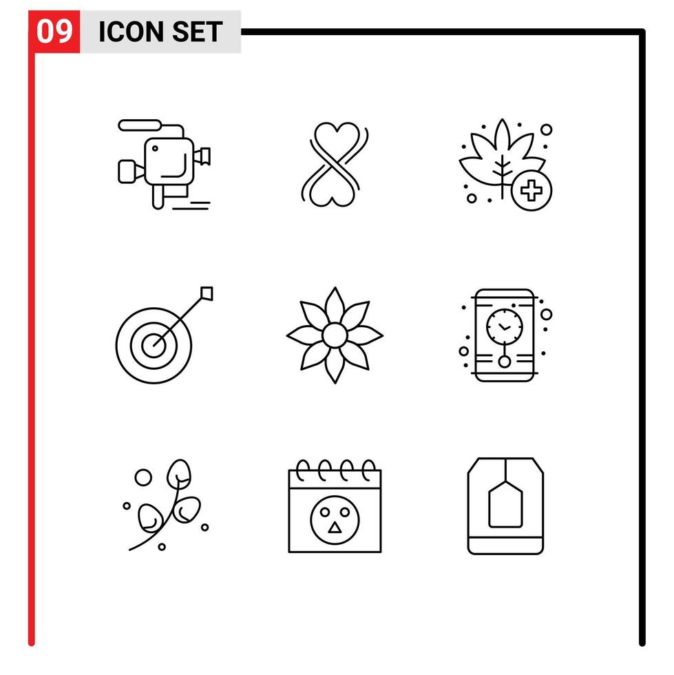 User Interface Pack of 9 Basic Outlines of clematis amaryllis medical trophy collection Editable Vector Design Elements