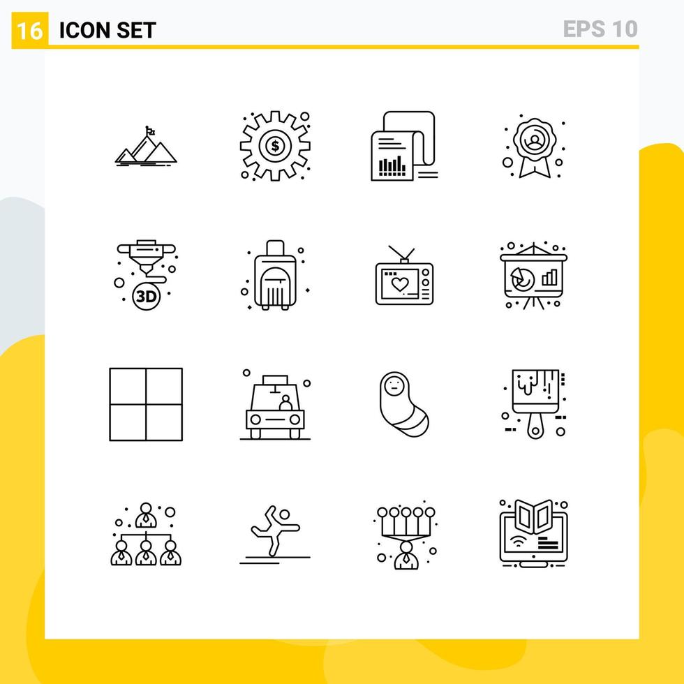 16 Creative Icons Modern Signs and Symbols of machine ribbon checklist quality badge questionnaire Editable Vector Design Elements