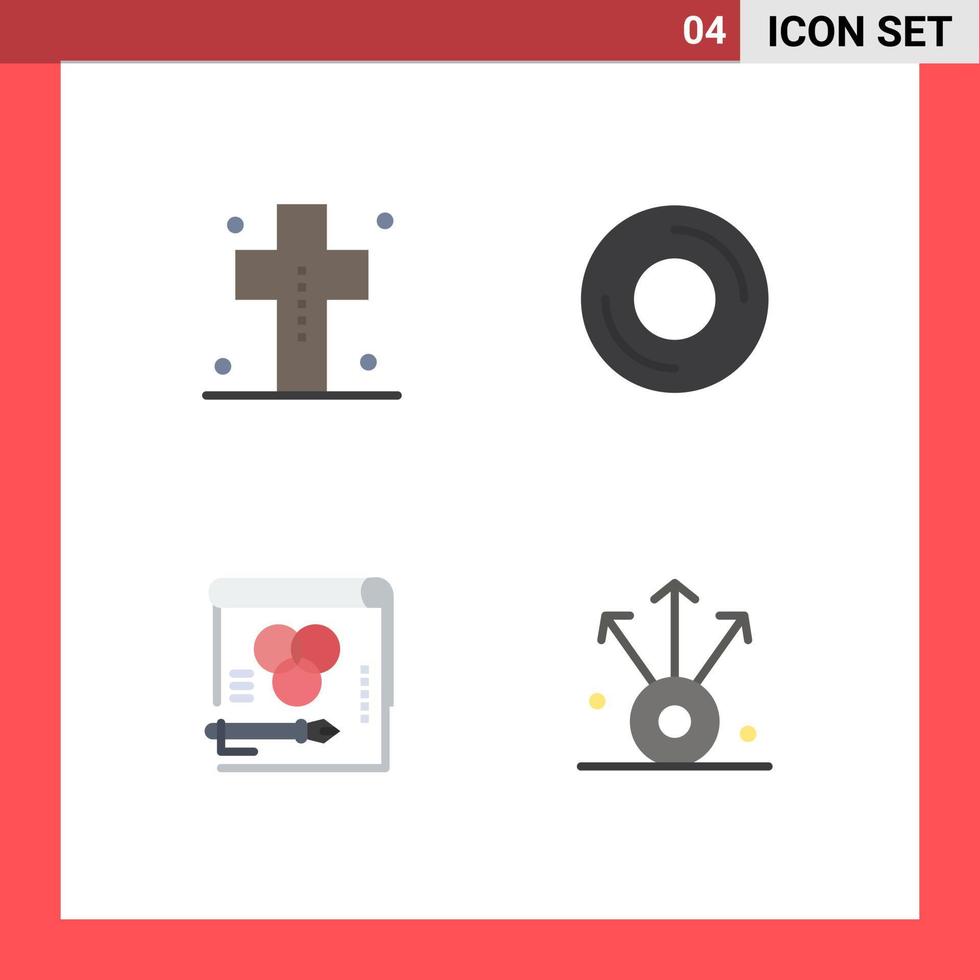 Group of 4 Modern Flat Icons Set for costume hardware halloween devices card Editable Vector Design Elements