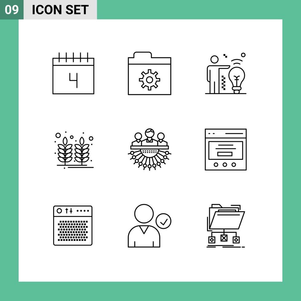 Pack of 9 creative Outlines of management group man allocation india Editable Vector Design Elements