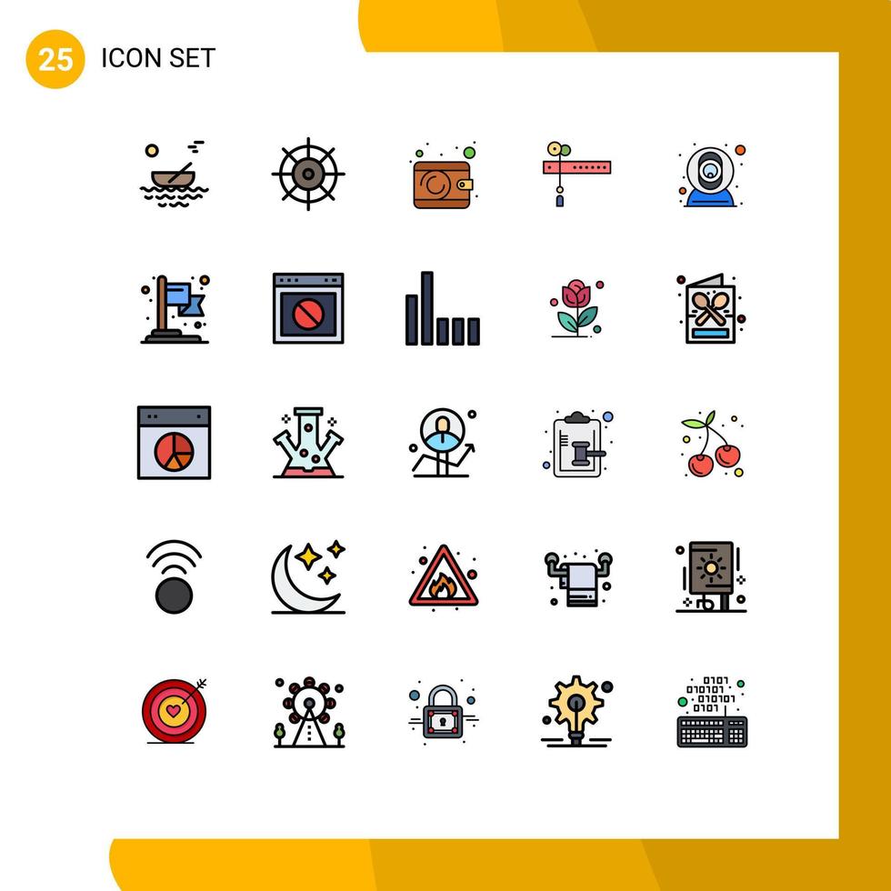 Pictogram Set of 25 Simple Filled line Flat Colors of web flag cash festival decoration Editable Vector Design Elements
