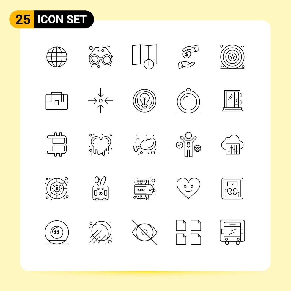 Set of 25 Vector Lines on Grid for day corrupt sun bureaucracy bribe Editable Vector Design Elements