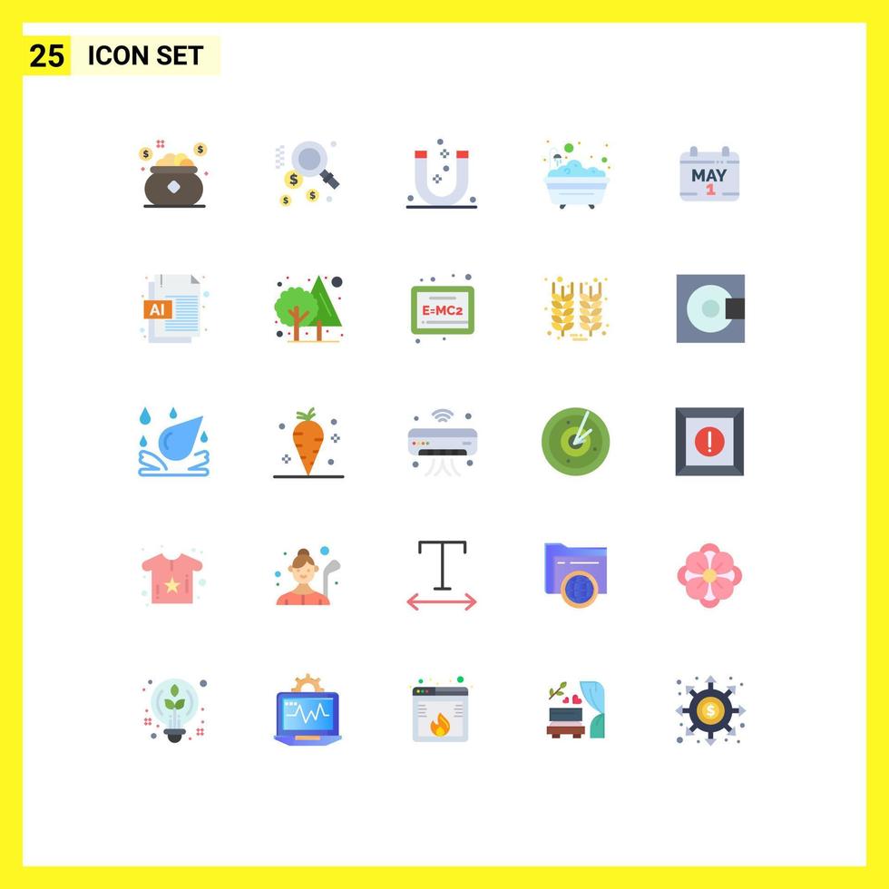 Set of 25 Commercial Flat Colors pack for calendar shower attract bathtub negative Editable Vector Design Elements