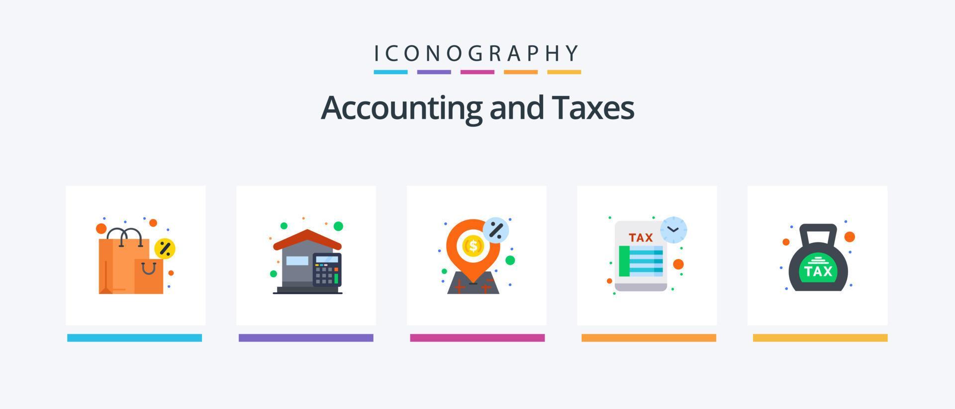 Taxes Flat 5 Icon Pack Including tax return. schedule. house. reminder
