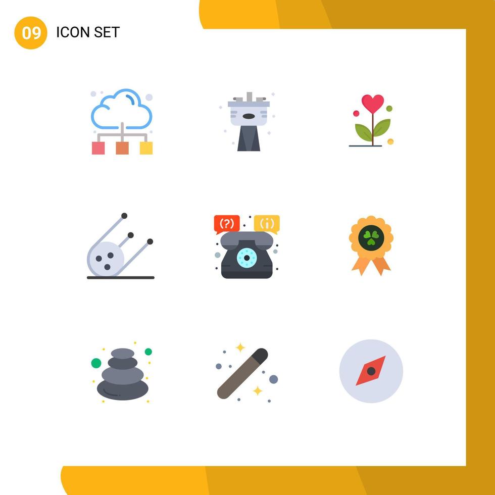 Universal Icon Symbols Group of 9 Modern Flat Colors of support help love space science Editable Vector Design Elements