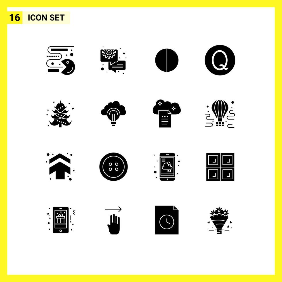 Pack of 16 Modern Solid Glyphs Signs and Symbols for Web Print Media such as idea tree antialiasing christmas centavo Editable Vector Design Elements