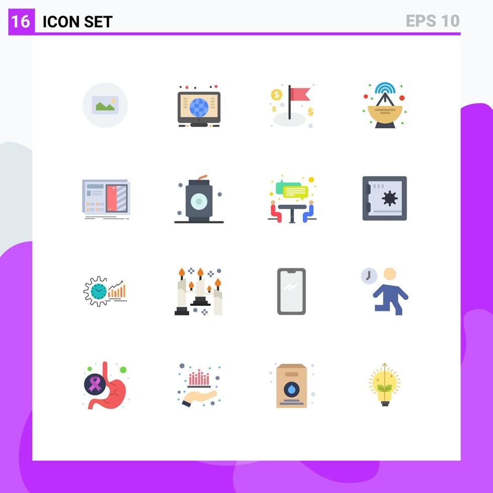 16 Creative Icons Modern Signs and Symbols of plan design flag blueprint radar Editable Pack of Creative Vector Design Elements
