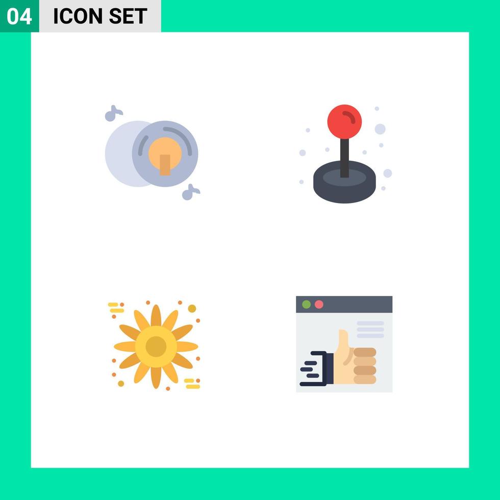 4 Universal Flat Icons Set for Web and Mobile Applications cd sunflower multimedia game like Editable Vector Design Elements