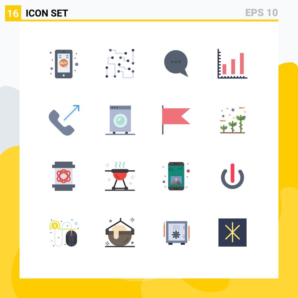 User Interface Pack of 16 Basic Flat Colors of mobile call science stats marketing Editable Pack of Creative Vector Design Elements