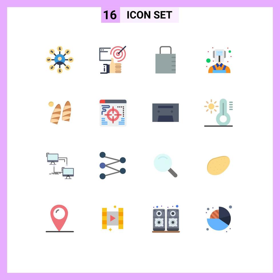 Editable Vector Line Pack of 16 Simple Flat Colors of surfing welder up professions security Editable Pack of Creative Vector Design Elements