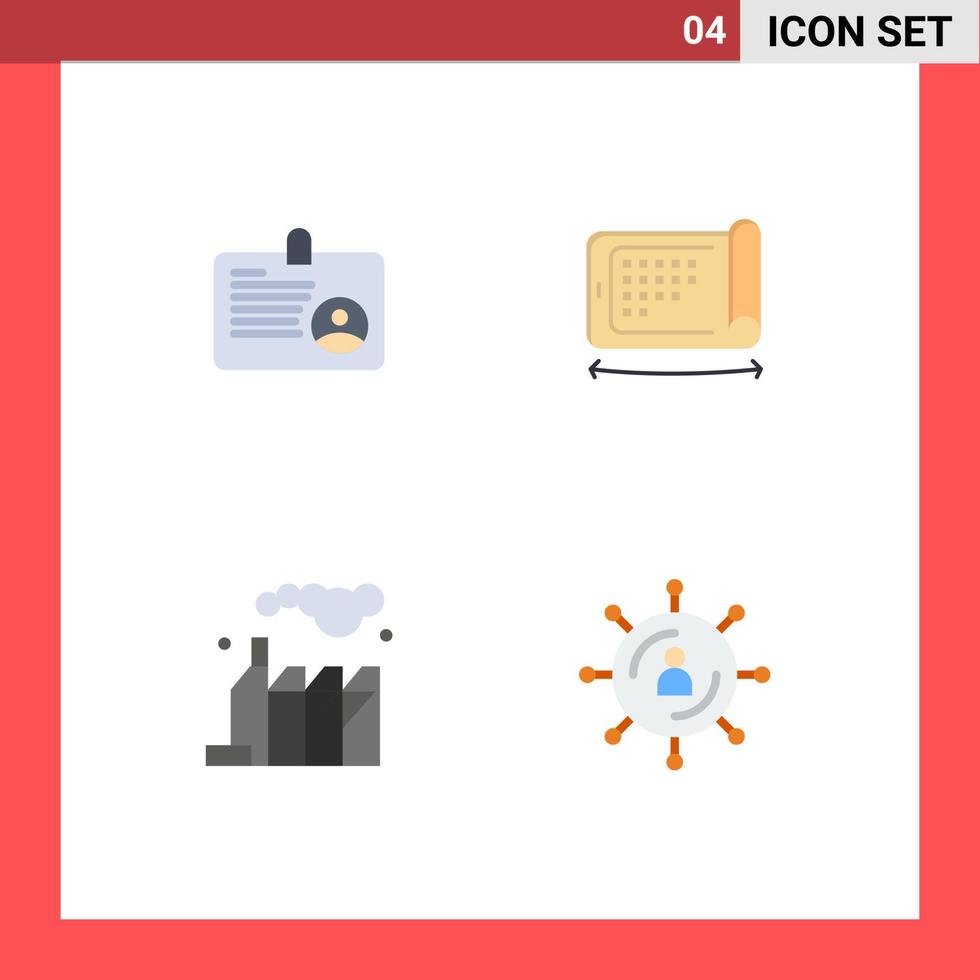 4 Thematic Vector Flat Icons and Editable Symbols of user pollution employee technology internet Editable Vector Design Elements