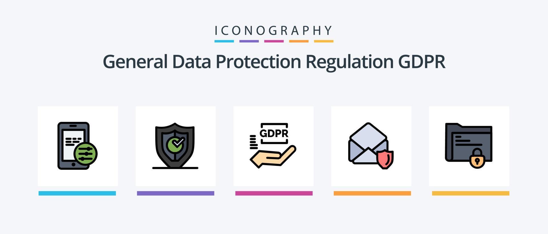 paquete de 5 iconos llenos de línea gdpr que incluye gdpr. seguro. gdpr proteccion . datos. diseño de iconos creativos vector