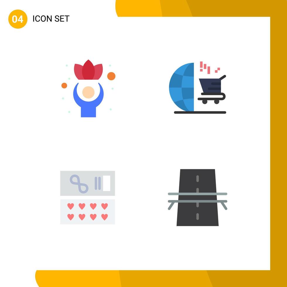 4 Thematic Vector Flat Icons and Editable Symbols of exercise cosmetic wellness seo bridge Editable Vector Design Elements