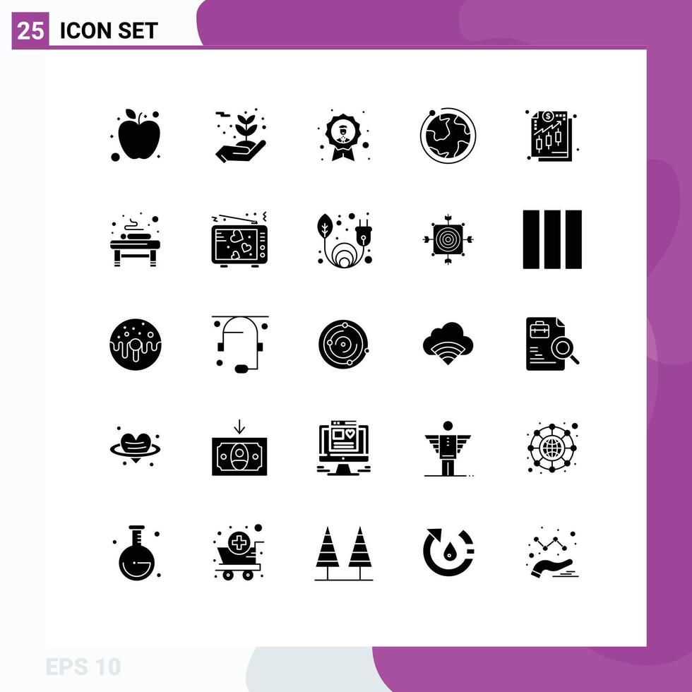 conjunto de 25 iconos de ui modernos símbolos signos para finanzas hotel avatar internet globo elementos de diseño vectorial editables vector