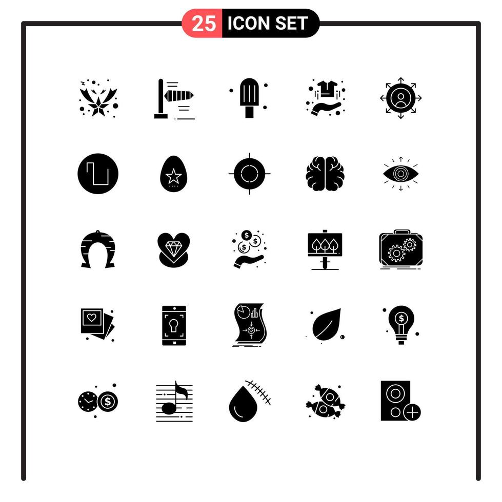Group of 25 Solid Glyphs Signs and Symbols for sound growth ice career clothes Editable Vector Design Elements