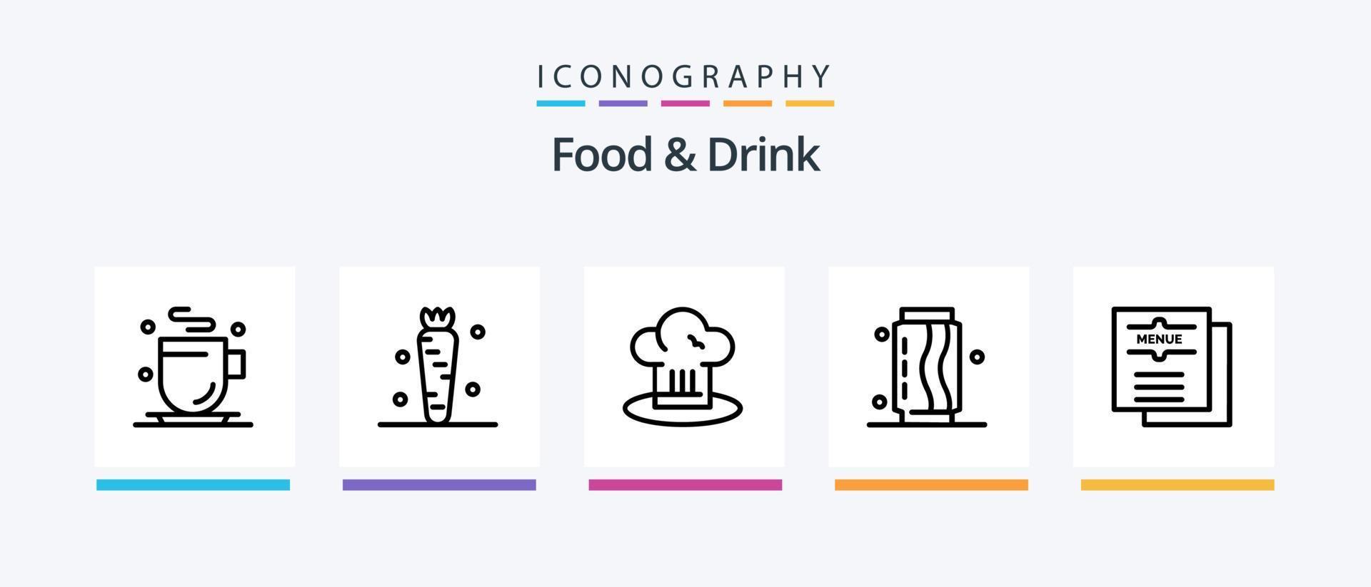 Food And Drink Line 5 Icon Pack Including soft. drink. food. lunch. drink. Creative Icons Design vector