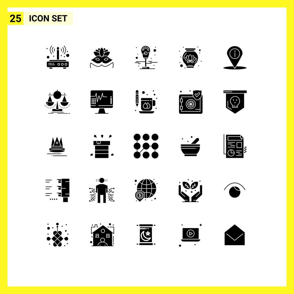 Stock Vector Icon Pack of 25 Line Signs and Symbols for info navigation machine location lotus Editable Vector Design Elements