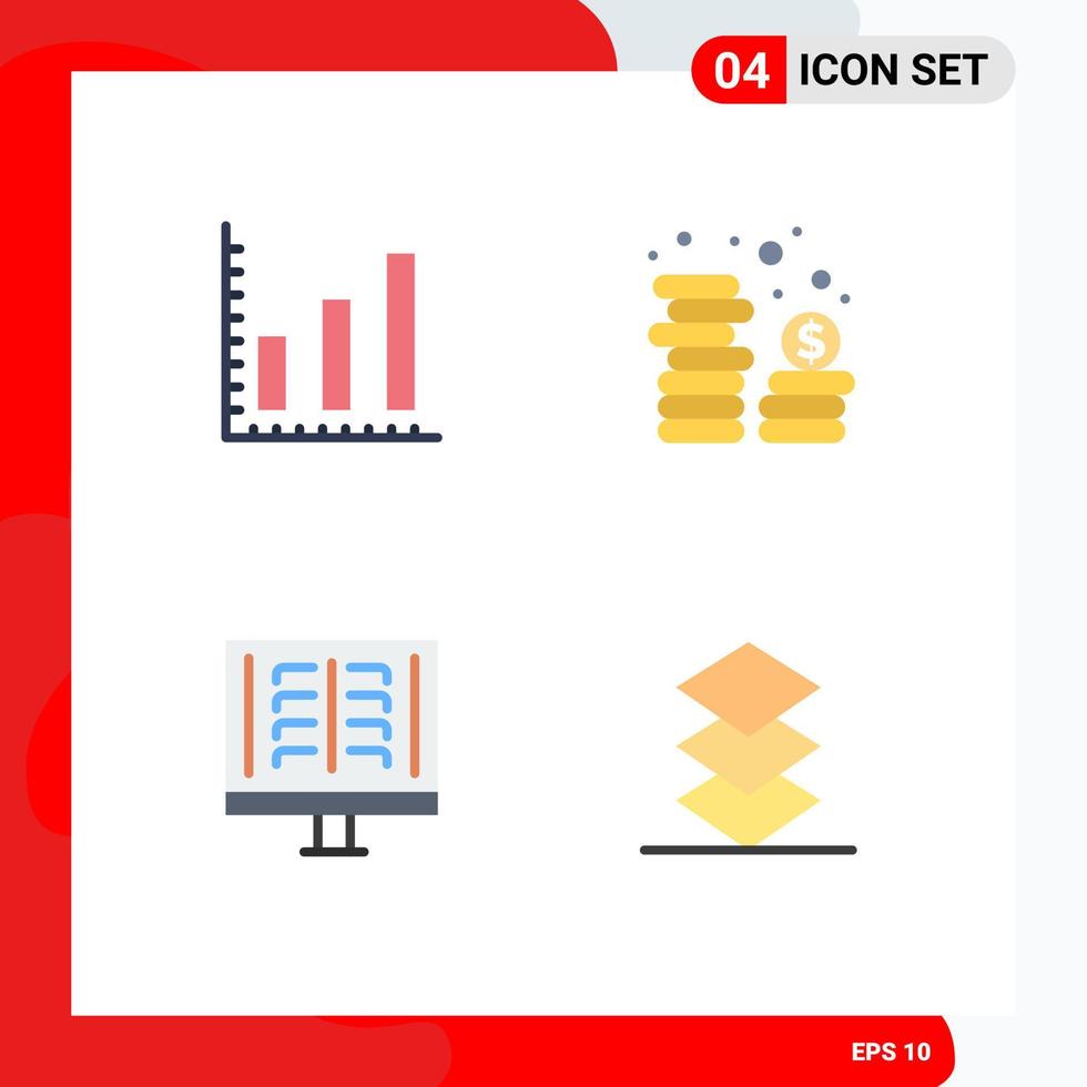 Editable Vector Line Pack of 4 Simple Flat Icons of marketing radioscopy cash currency xray Editable Vector Design Elements