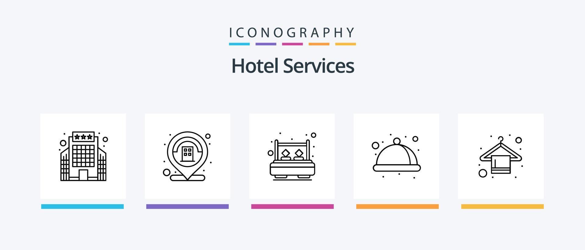Hotel Services Line 5 Icon Pack Including double. service. cup. luggage. cart. Creative Icons Design vector