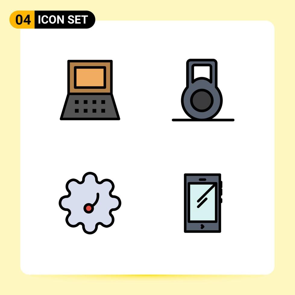 4 Creative Icons Modern Signs and Symbols of laptop android dumbbell phone 92 Editable Vector Design Elements