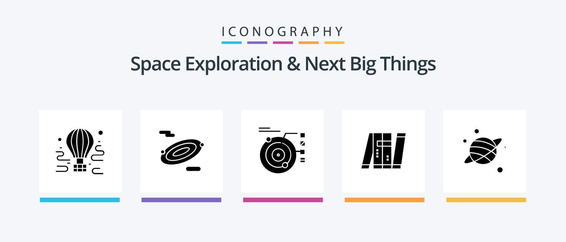 Space Exploration And Next Big Things Glyph 5 Icon Pack Including military. bot. data. autonomous. solar. Creative Icons Design vector