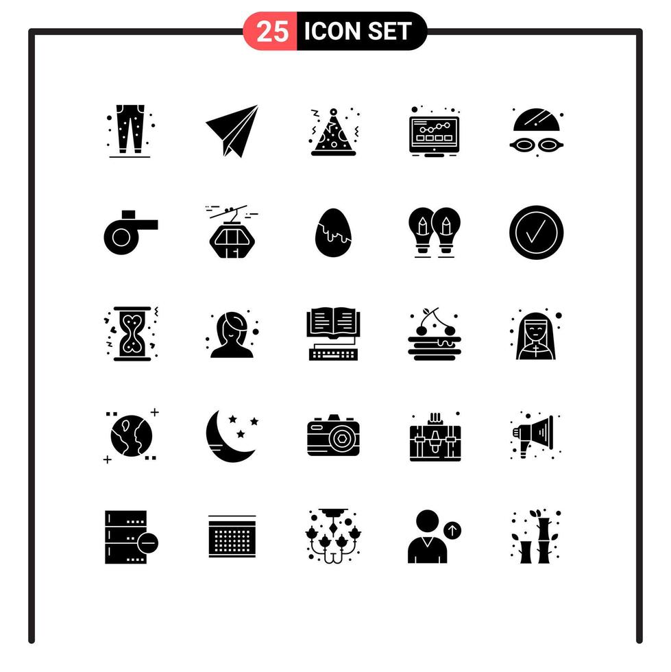 Stock Vector Icon Pack of 25 Line Signs and Symbols for park goggles hat seo monitor Editable Vector Design Elements