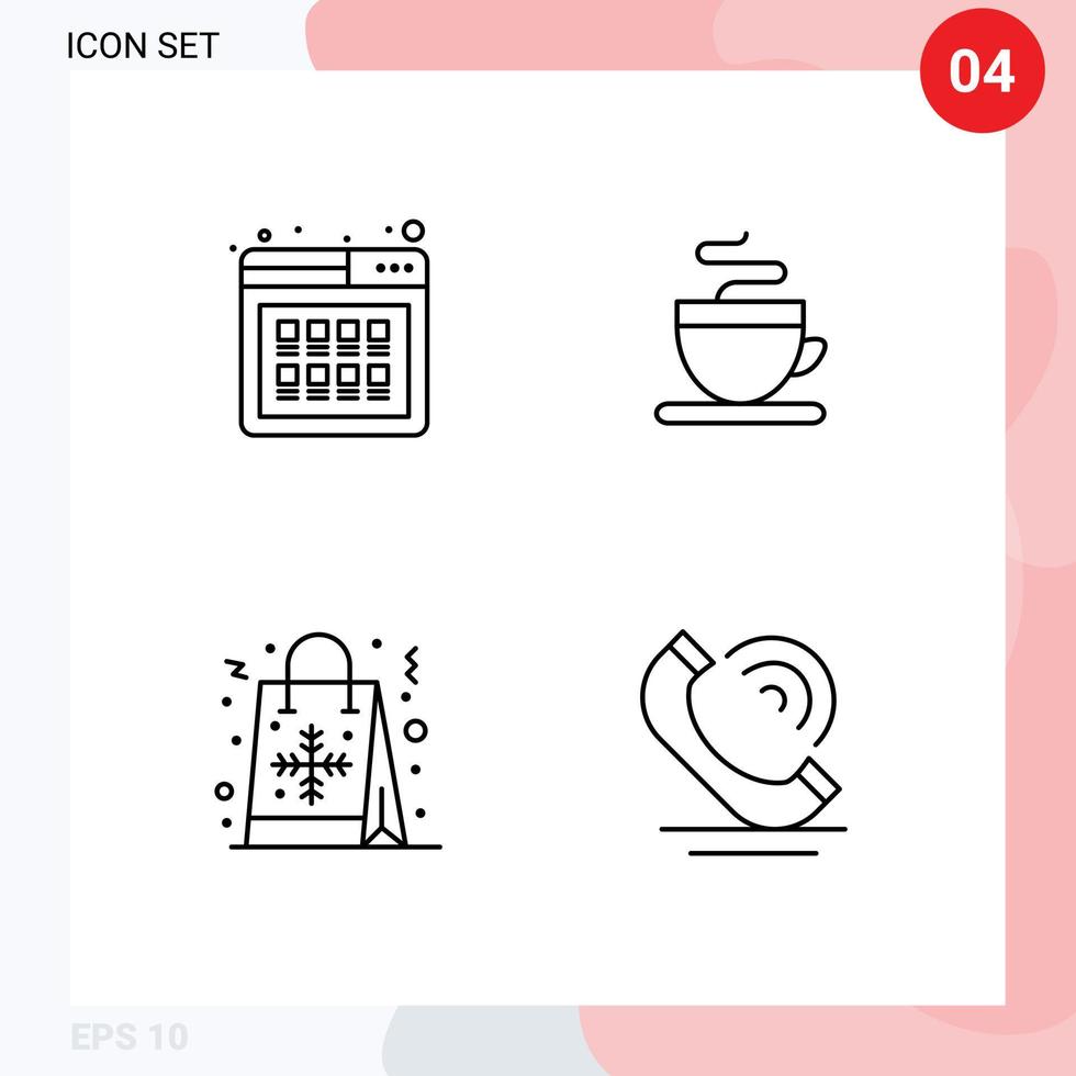 Pictogram Set of 4 Simple Filledline Flat Colors of buy christmas purchase hot shopping Editable Vector Design Elements