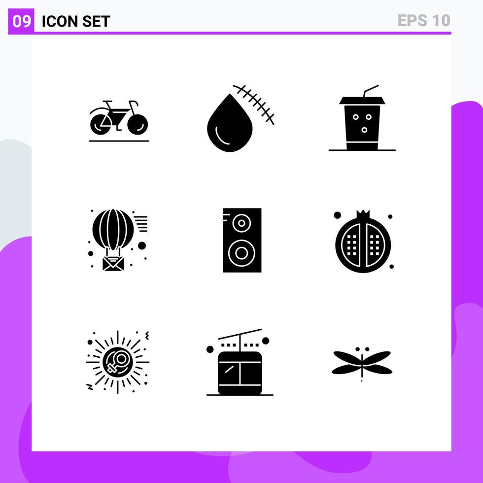 Editable Vector Line Pack of 9 Simple Solid Glyphs of music class send wound receive email Editable Vector Design Elements