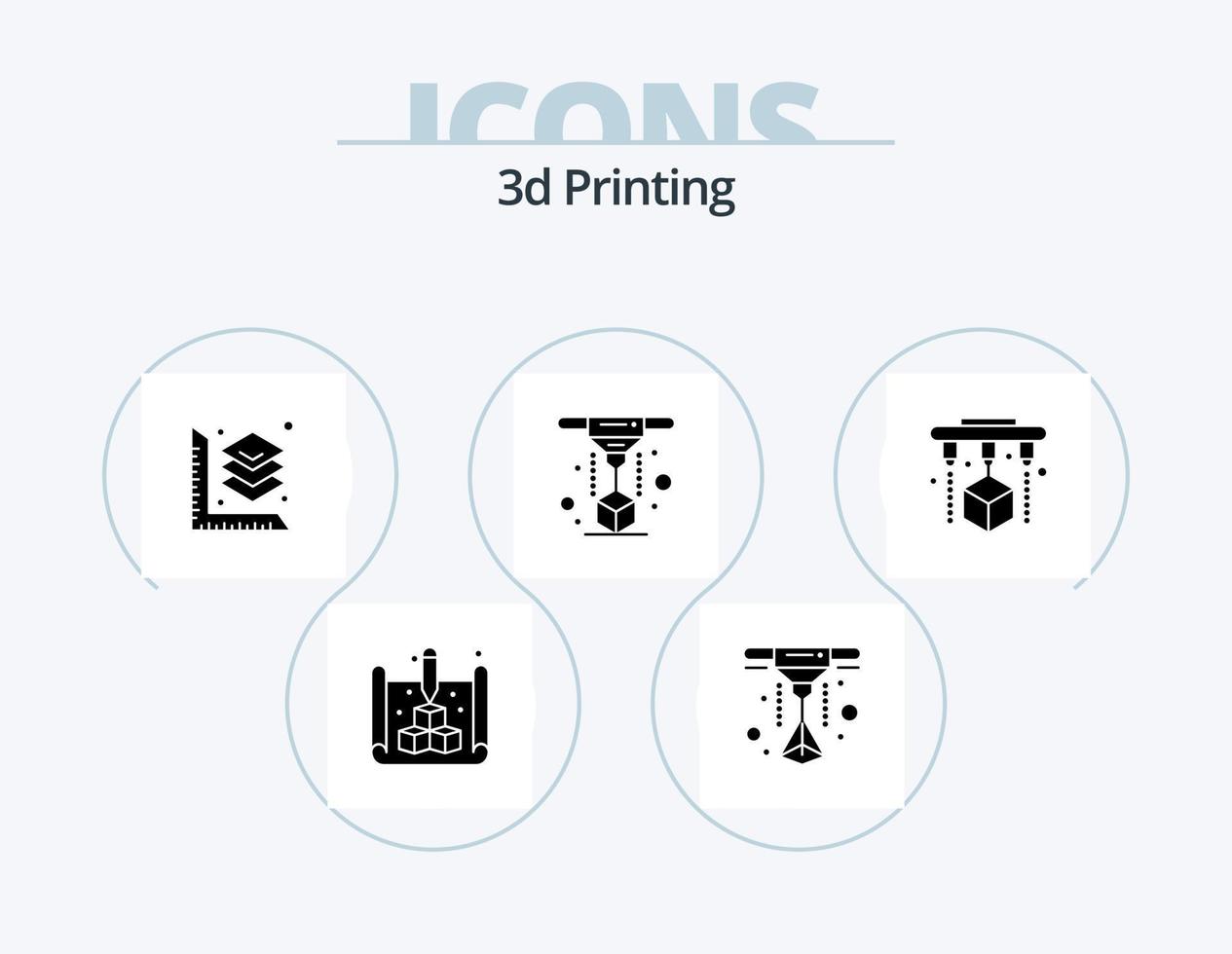 3d Printing Glyph Icon Pack 5 Icon Design. printing. 3d. printing. laser. printer vector