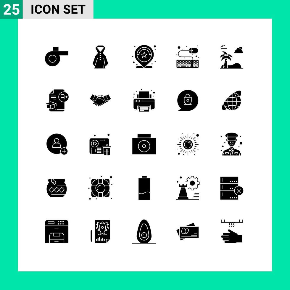 Set of 25 Modern UI Icons Symbols Signs for document tree review palm mouse Editable Vector Design Elements