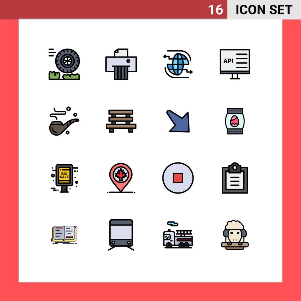 Group of 16 Flat Color Filled Lines Signs and Symbols for pipe development internet develop coding Editable Creative Vector Design Elements