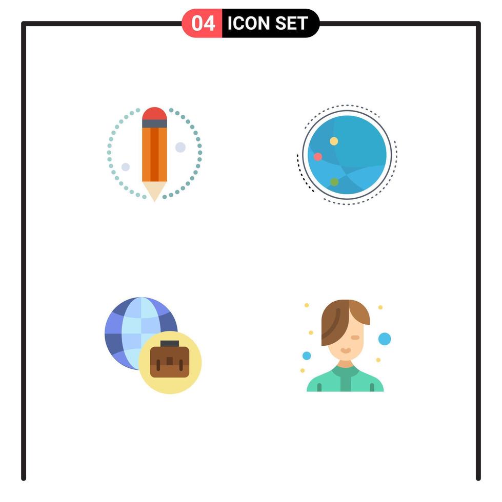 User Interface Pack of 4 Basic Flat Icons of creative beauty worldwide internet hair Editable Vector Design Elements