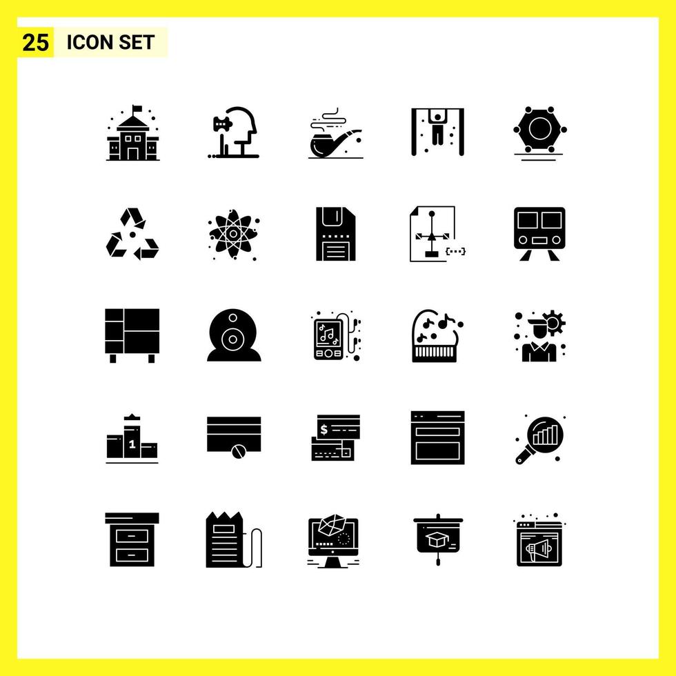 25 Thematic Vector Solid Glyphs and Editable Symbols of ecology super connected smoke network rings Editable Vector Design Elements