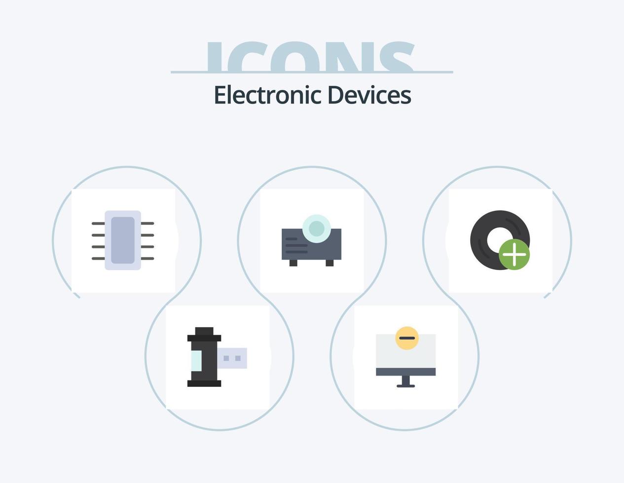 Devices Flat Icon Pack 5 Icon Design. add. presentation. monitor. device. gadget vector