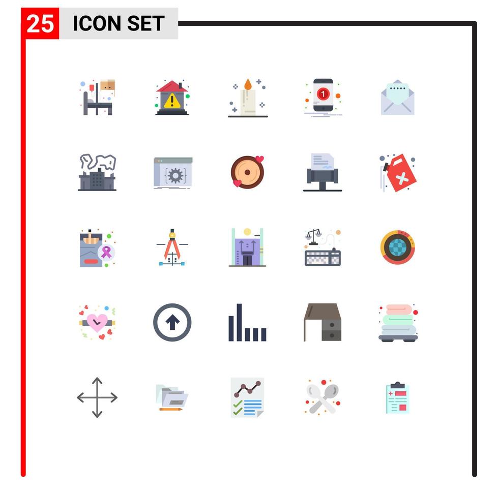 25 Thematic Vector Flat Colors and Editable Symbols of mail mobile property one notification Editable Vector Design Elements